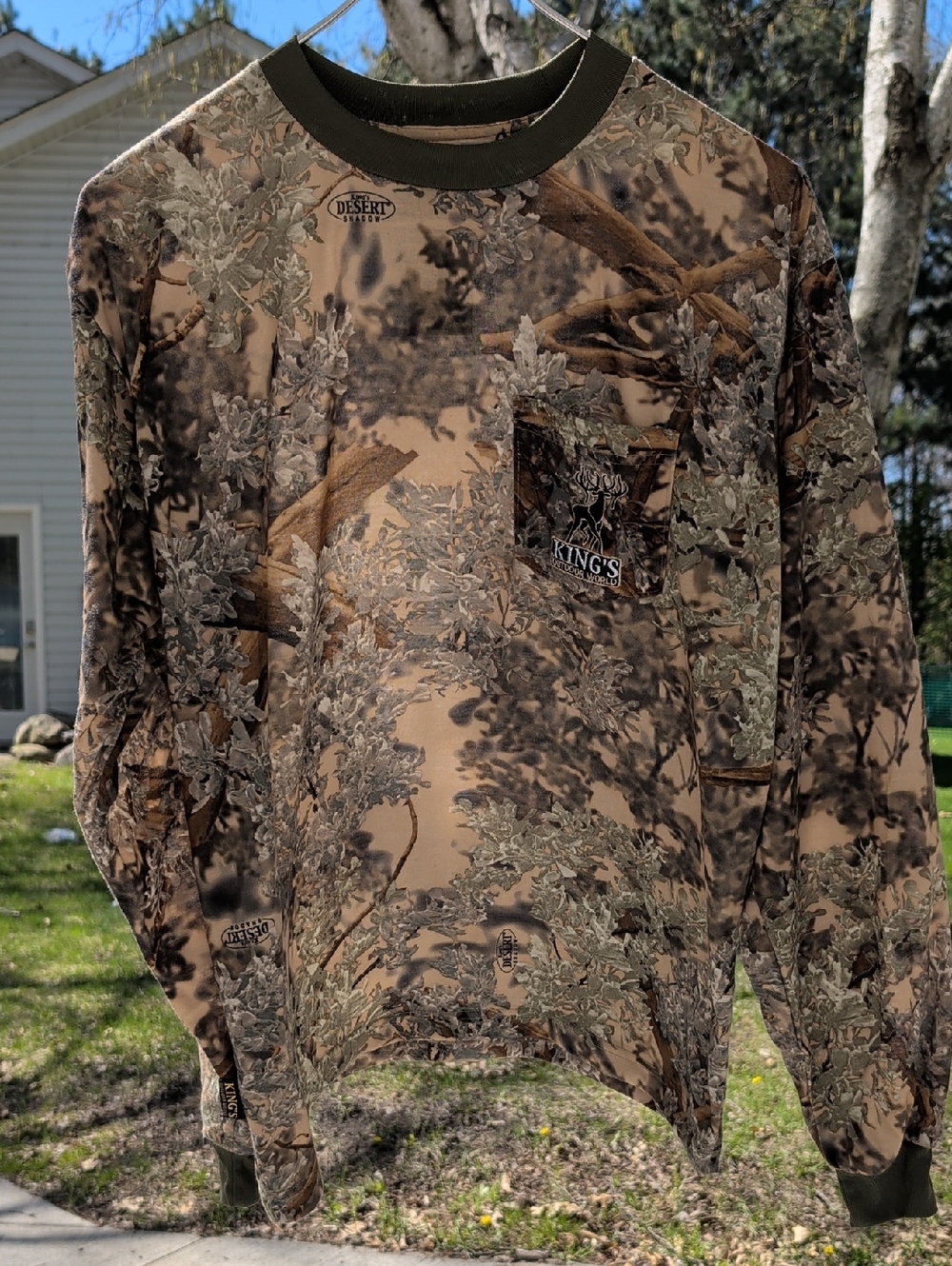 Kings Outdoor World Men's Medium Long Sleeve Desert Shadow Camo hunting shirt.